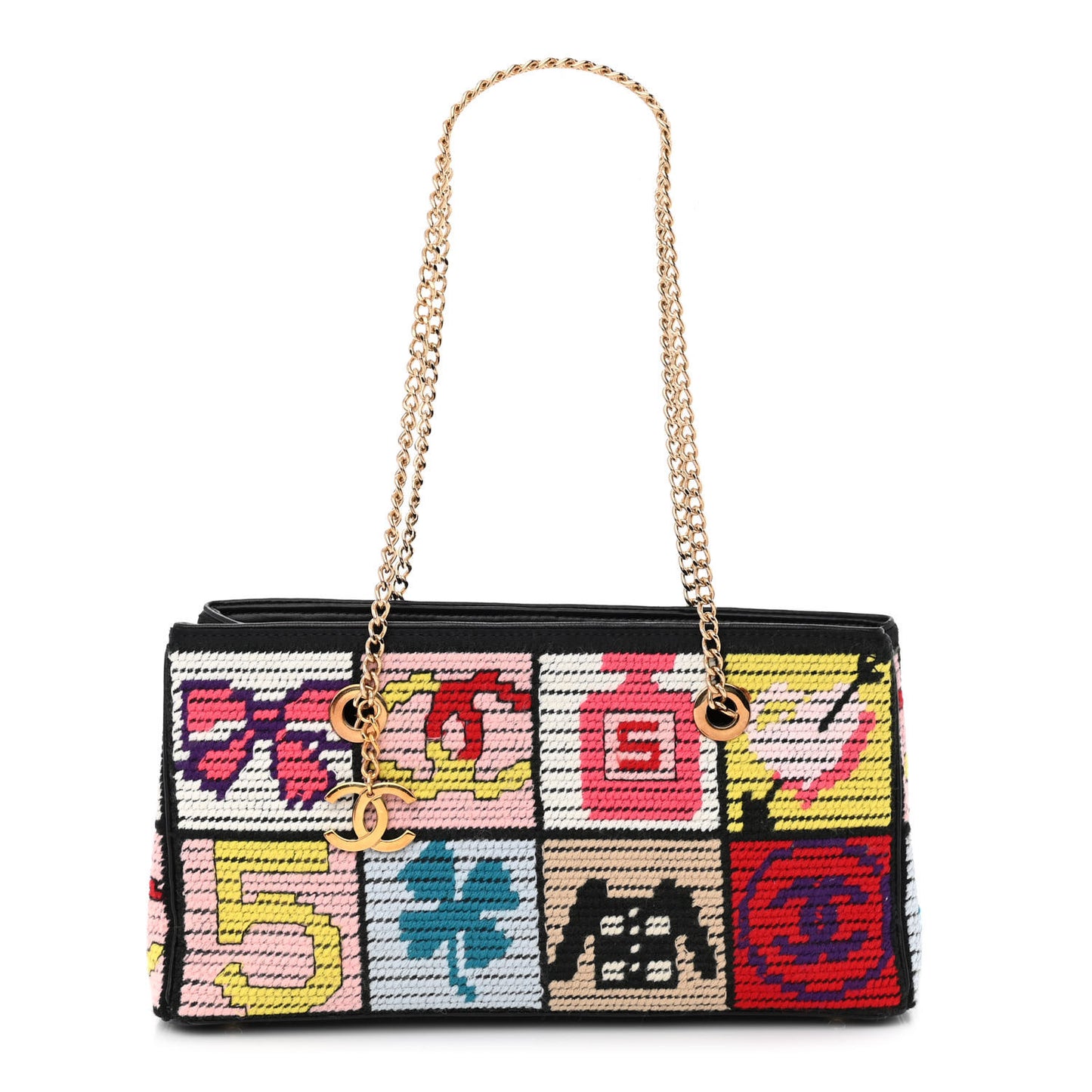 Crochet Precious Symbols Needle Point Shoulder Bag Multicolor