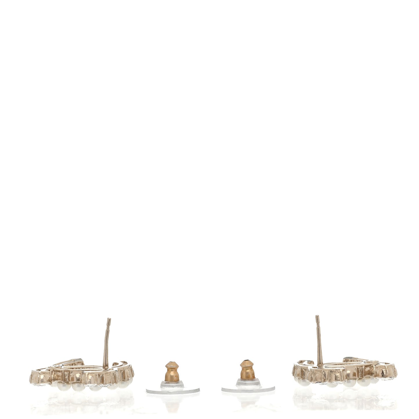 Crystal Pearl CC Dazzling Domino Earrings Gold