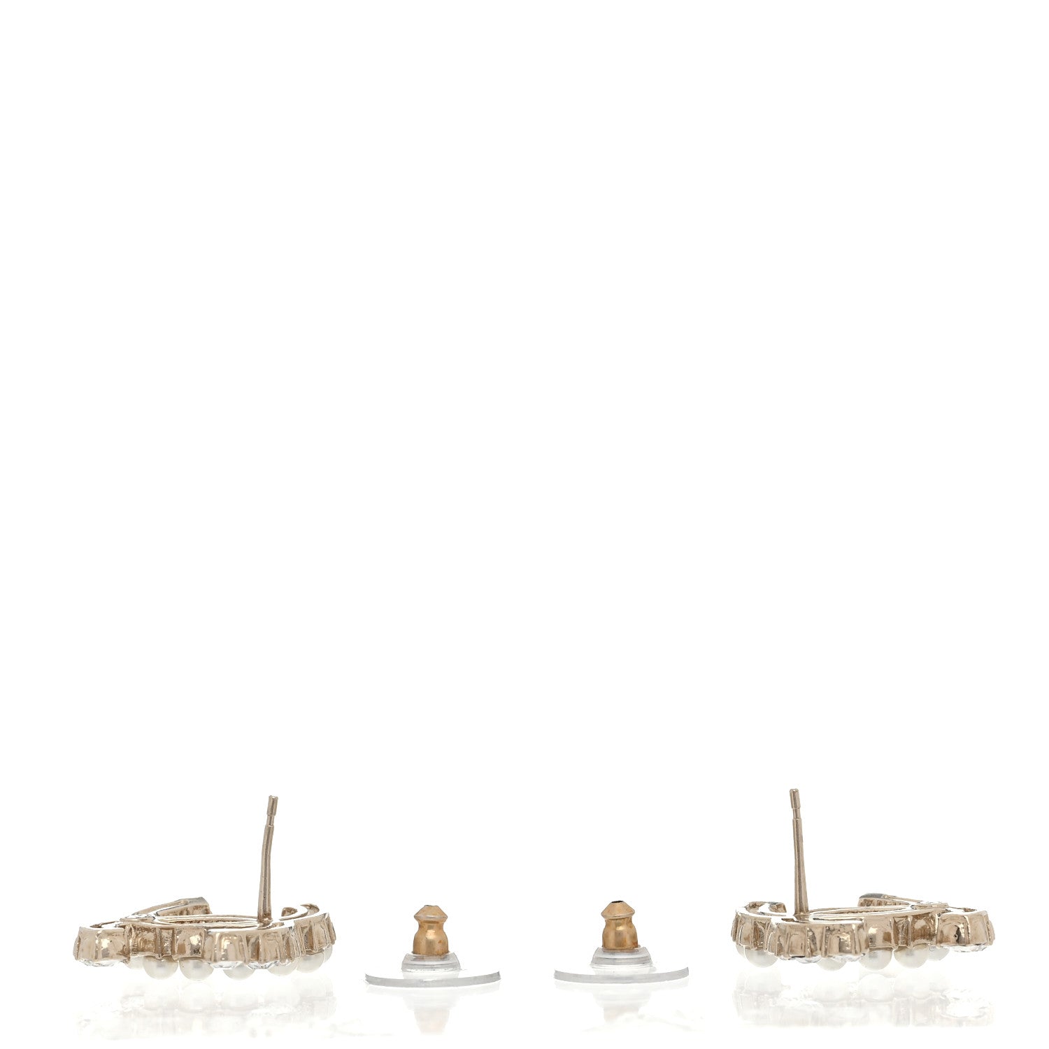 Chanel Crystal Pearl CC Dazzling Domino Earrings Gold 3 of 5
