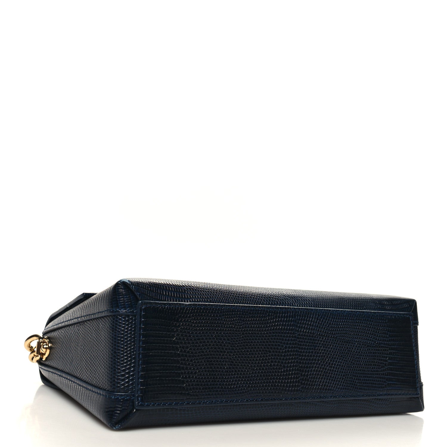 Dolce & Gabbana Stampa Iguana Calfskin Crystal Millennials Chain Shoulder Bag Blue 4 of 11