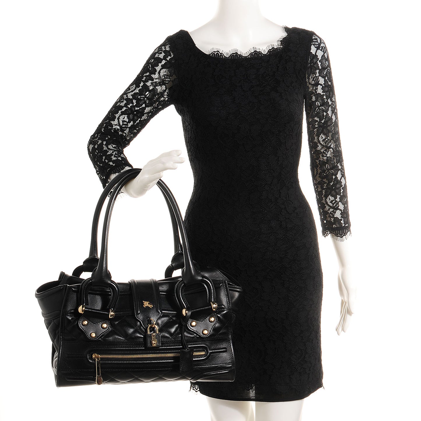 Quilted Calfskin Large Manor Tote Black