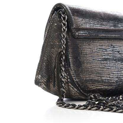 Chanel Iridescent Stamped Calfskin Half Moon Wallet On Chain WOC Silver 14 of 16