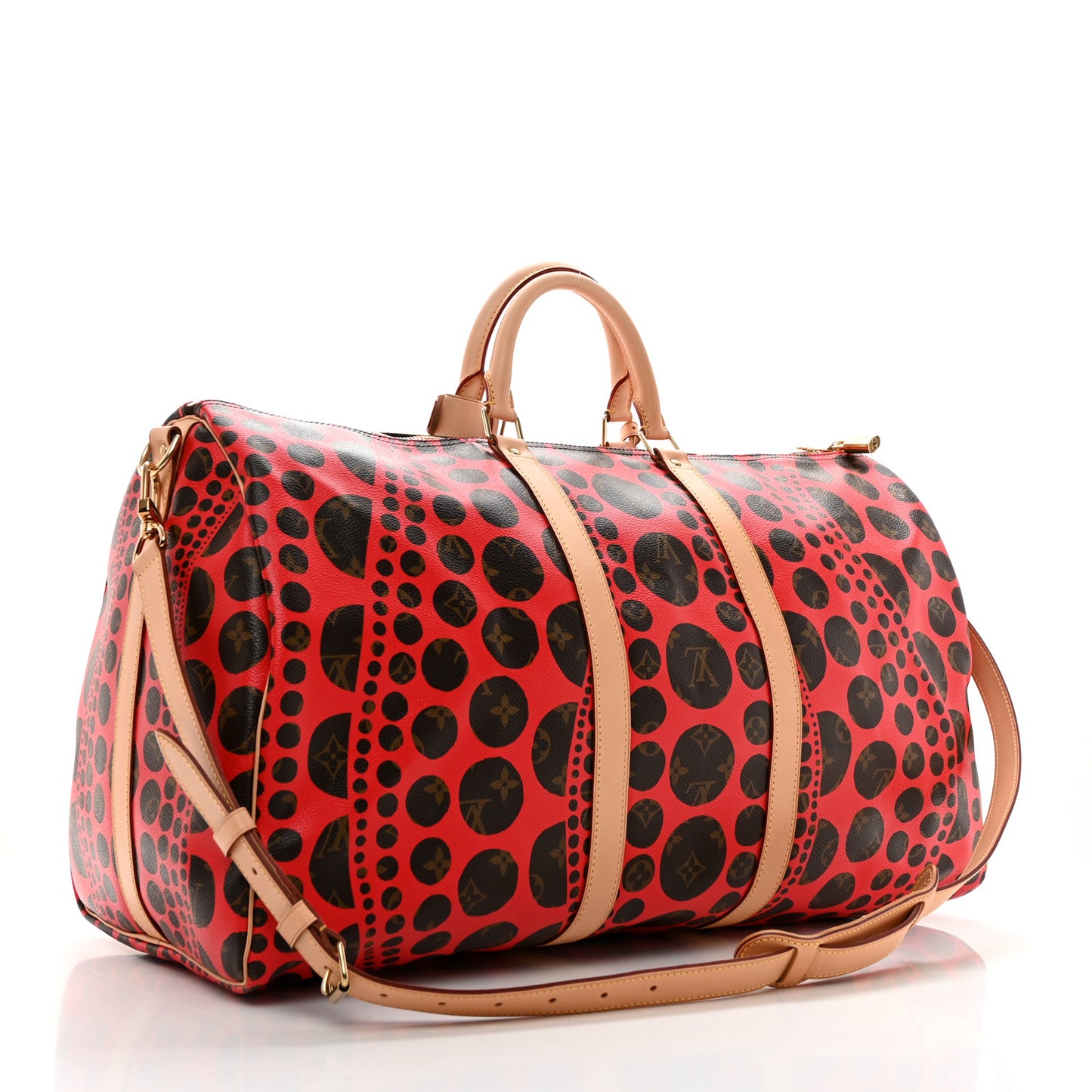 Monogram Kusama Pumpkin Dots Keepall Bandouliere 55 Red