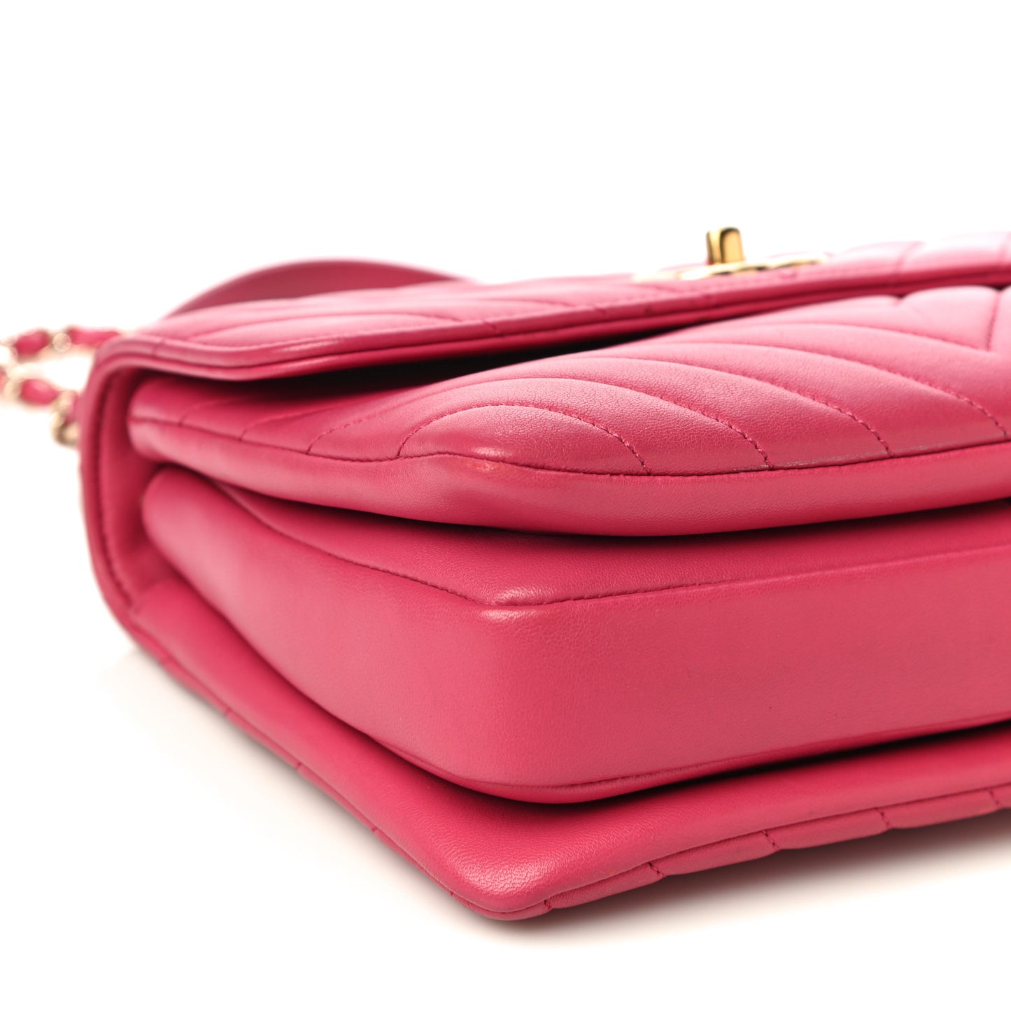 Lambskin Chevron Quilted Small Trendy CC Dual Handle Flap Bag Pink