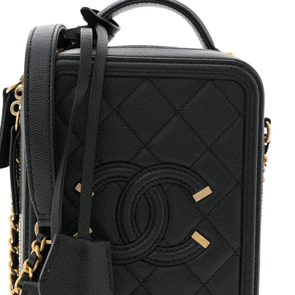 Chanel Caviar Quilted CC North South Filigree Vanity Case Black 8 of 11