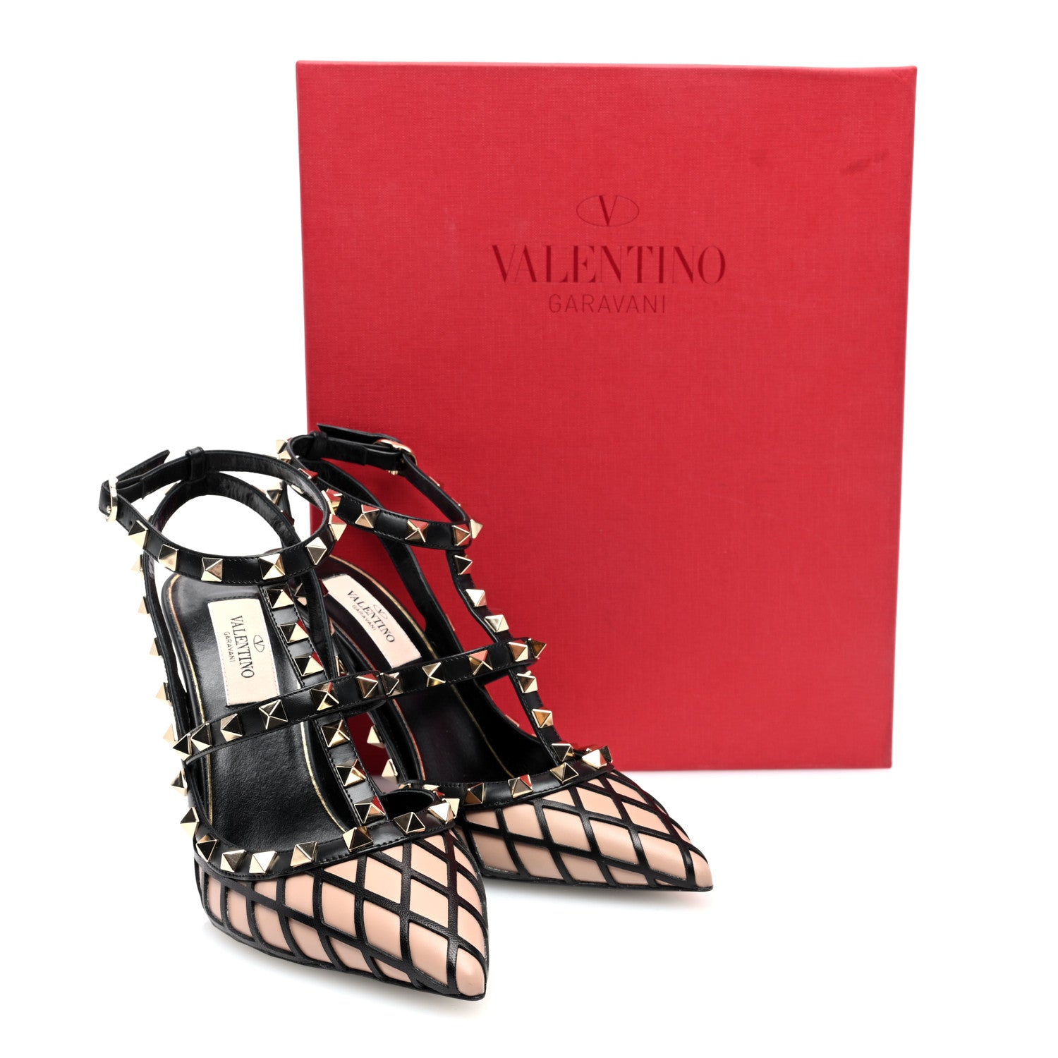 Valentino Garavani Calfskin Nappa Boudoir Rockstud Ankle Strap 100mm Pumps 36.5 Rose Cannelle Black 8 of 8
