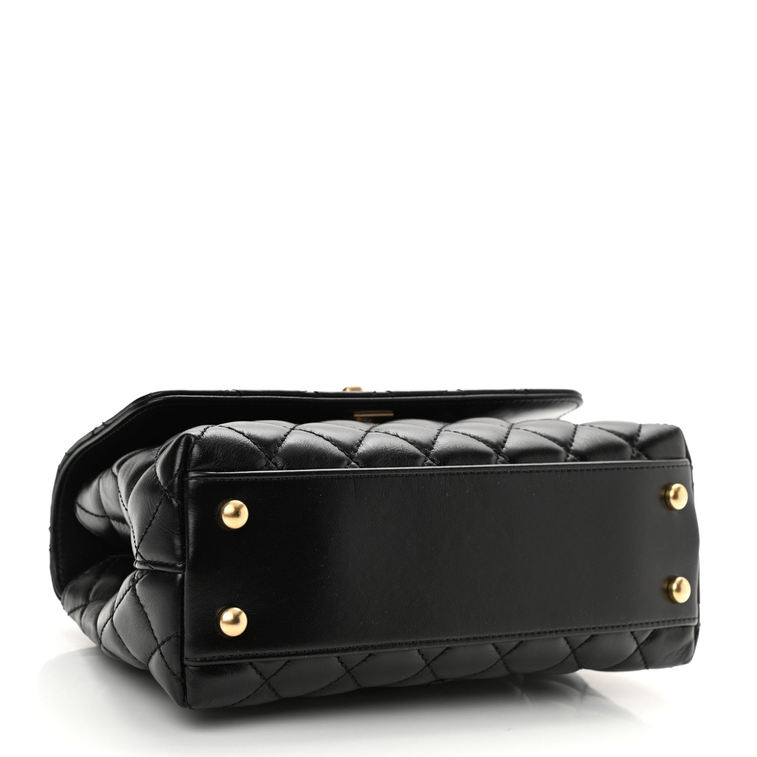 Chanel Calfskin Quilted Mini Logo Coco Handle Flap Black 4 of 11