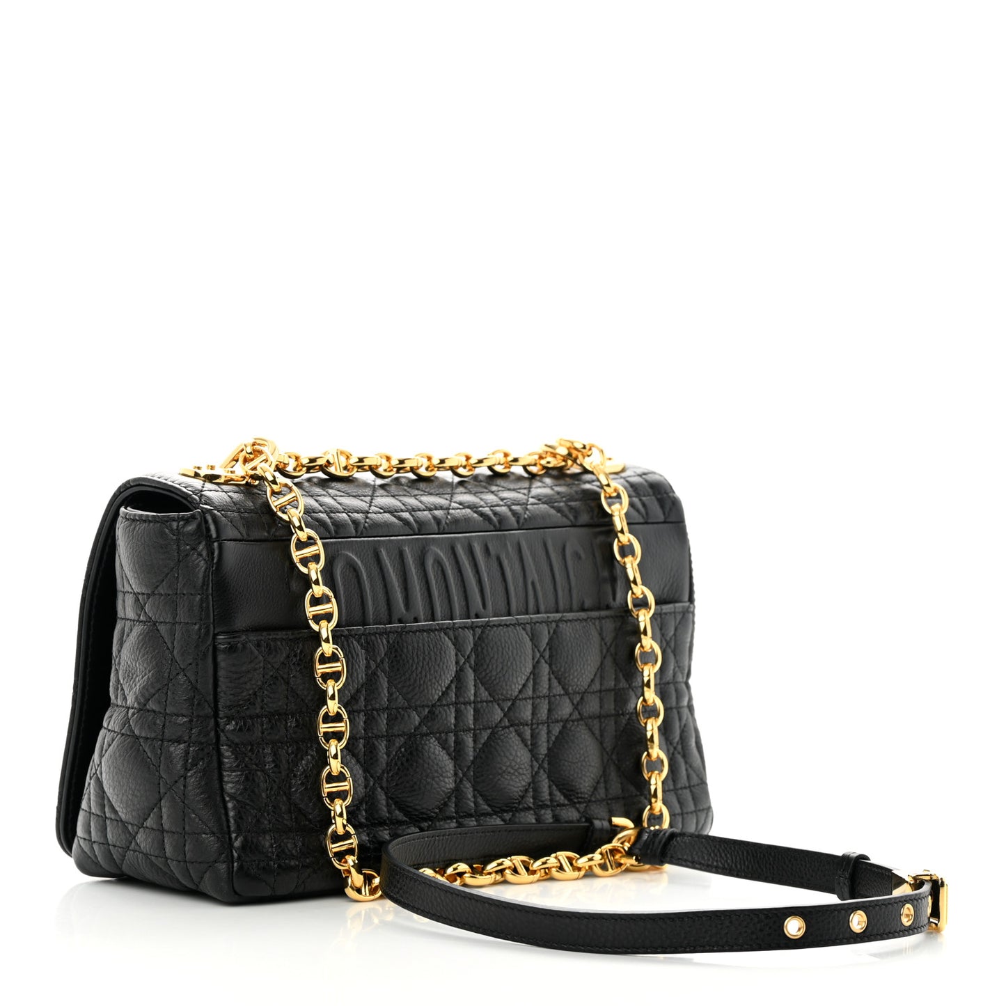 Calfskin Cannage Medium Caro Bag Black
