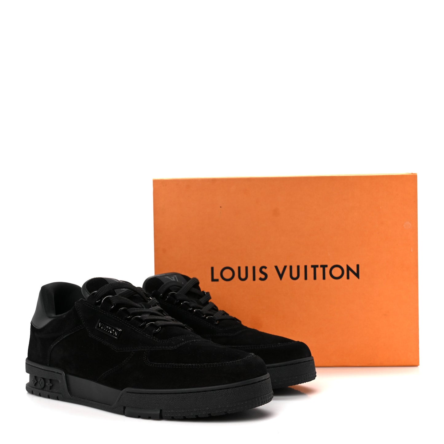 Suede Mens LV Trainer Sneakers 9 Black
