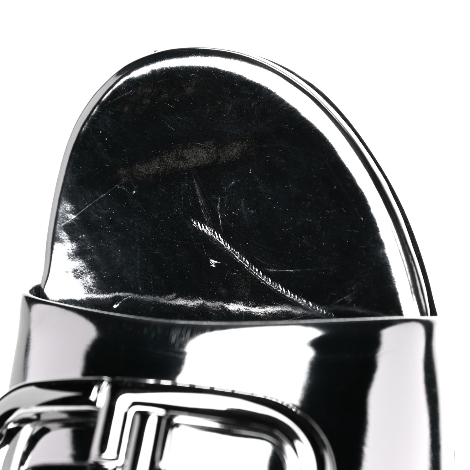 Balenciaga Mirror Metallic Calfskin Oval BB Slide Sandals 36 Silver 8 of 11