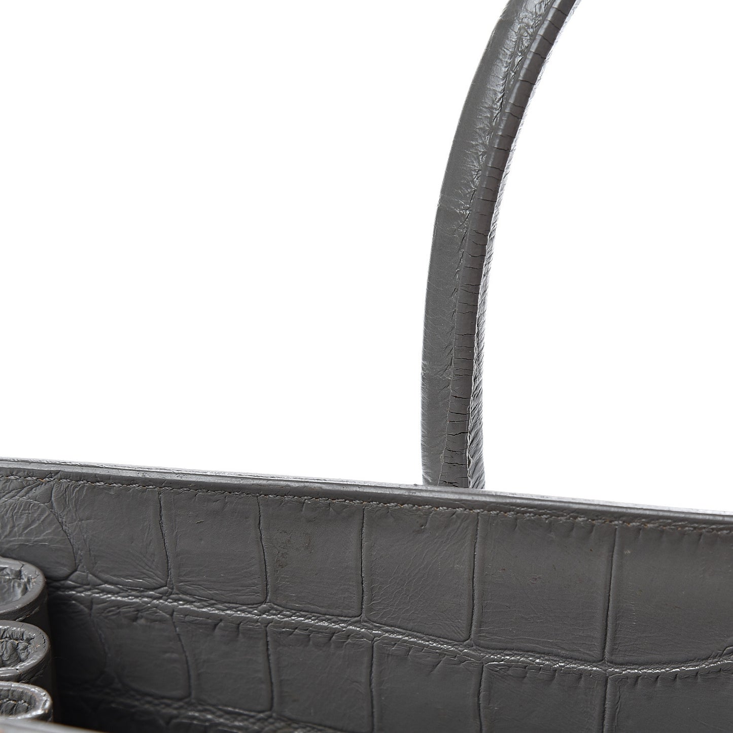 Calfskin Crocodile Embossed Baby Sac De Jour Fog