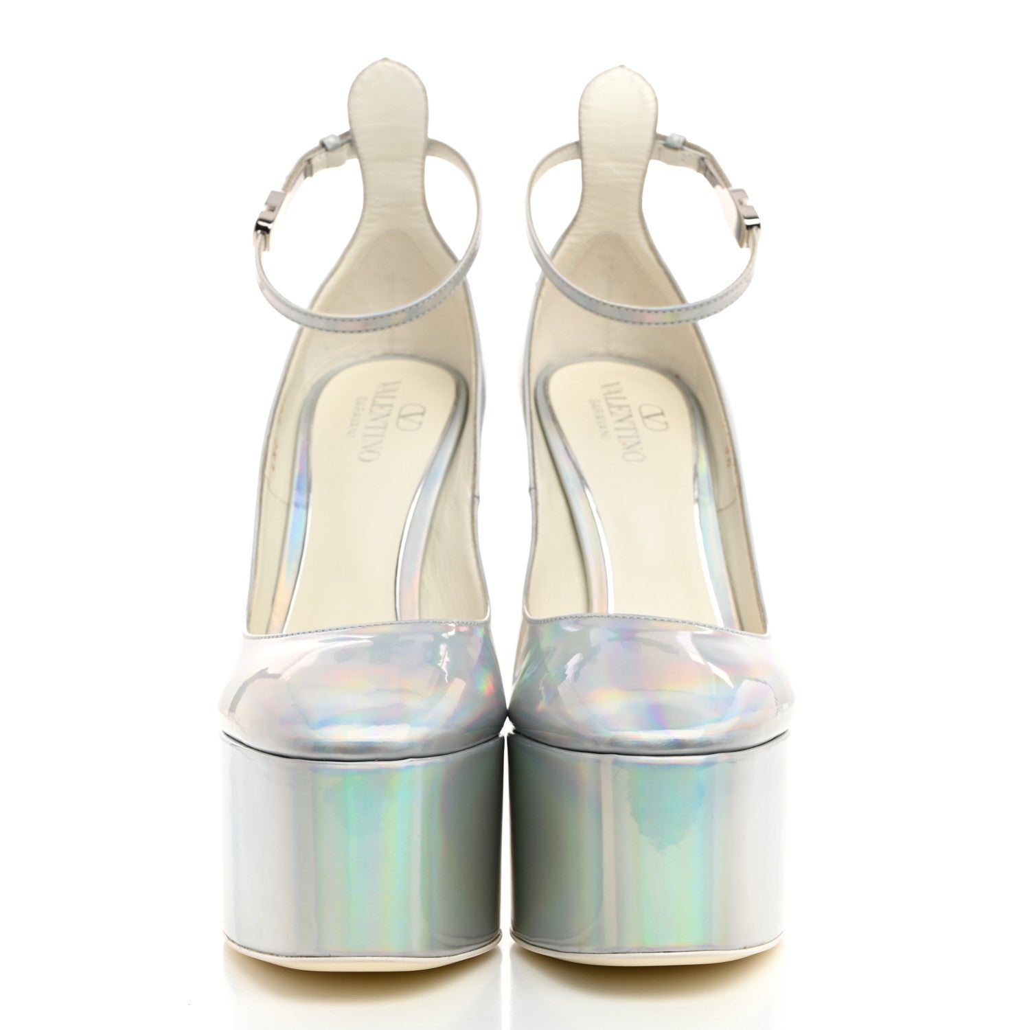Valentino Garavani Metallic Tan-Go 55/155mm Platform Pumps 38 Silver 2 of 9