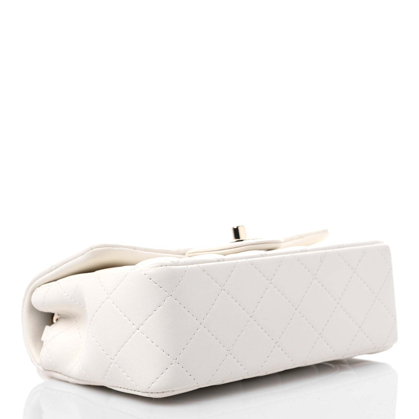 Lambskin Quilted Mini Rectangular Flap White