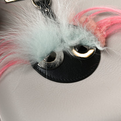 Fendi Vitello Dolce Fox Goat Bi-Color Sad Eyes Mirror Charm Petite 2Jours Tote Grigio Polvere Black 13 of 14