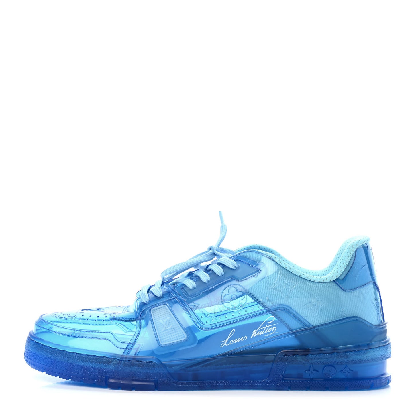 Mix Materials Transparent Monogram Mens LV Trainer Sneakers 8.5 Blue