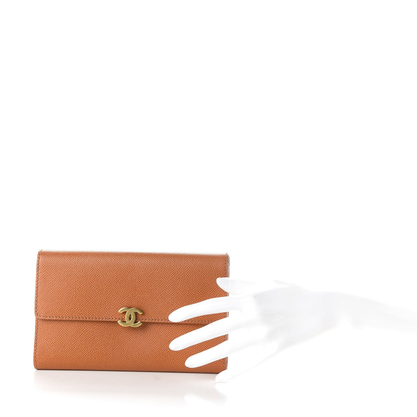 Grained Calfskin CC Flap Wallet Orange