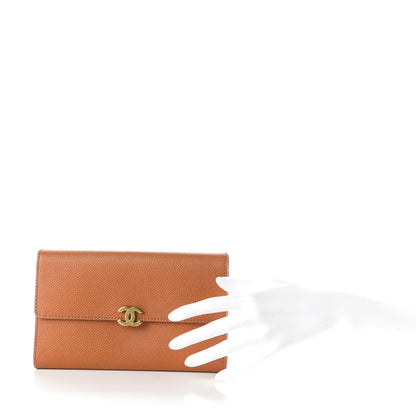 Chanel Grained Calfskin CC Flap Wallet Orange 2 of 7