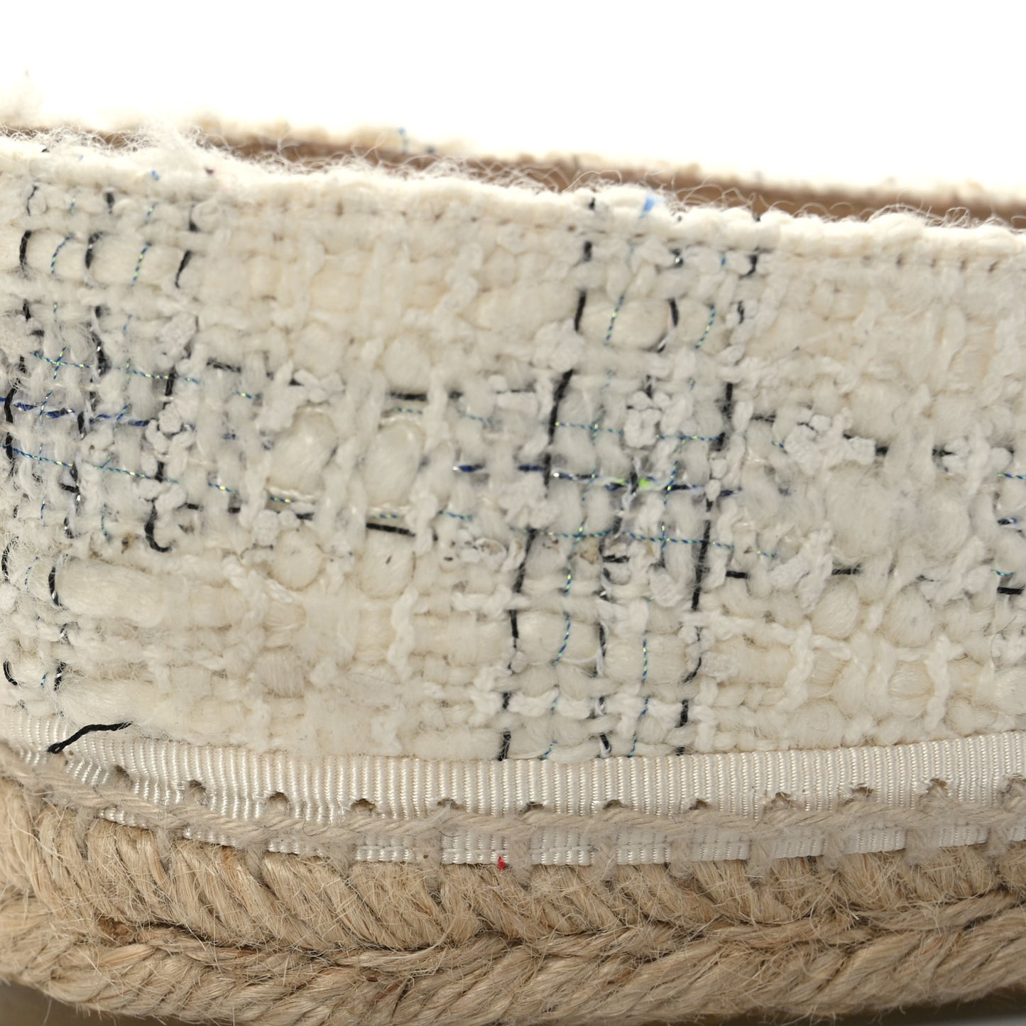 Tweed CC Espadrilles 41 Ecru White Blue Black