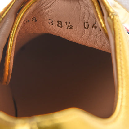 Gucci Metallic Nappa Sylvie Web Peggy Platform Sneakers 38.5 Oro Vecchio 8 of 9