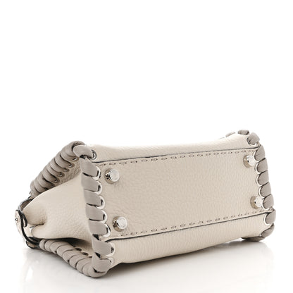 Fendi Cuoio Romano Selleria Vitello Dolce Lace Up Mini Peekaboo Iconic Satchel Camelia Milk Grigio Polvere 4 of 10