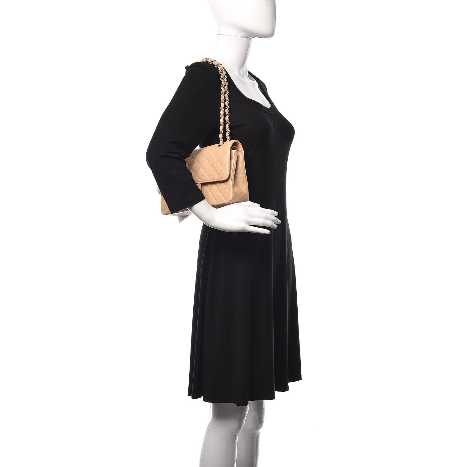 Chanel Caviar Quilted Medium Double Flap Beige 2 of 10