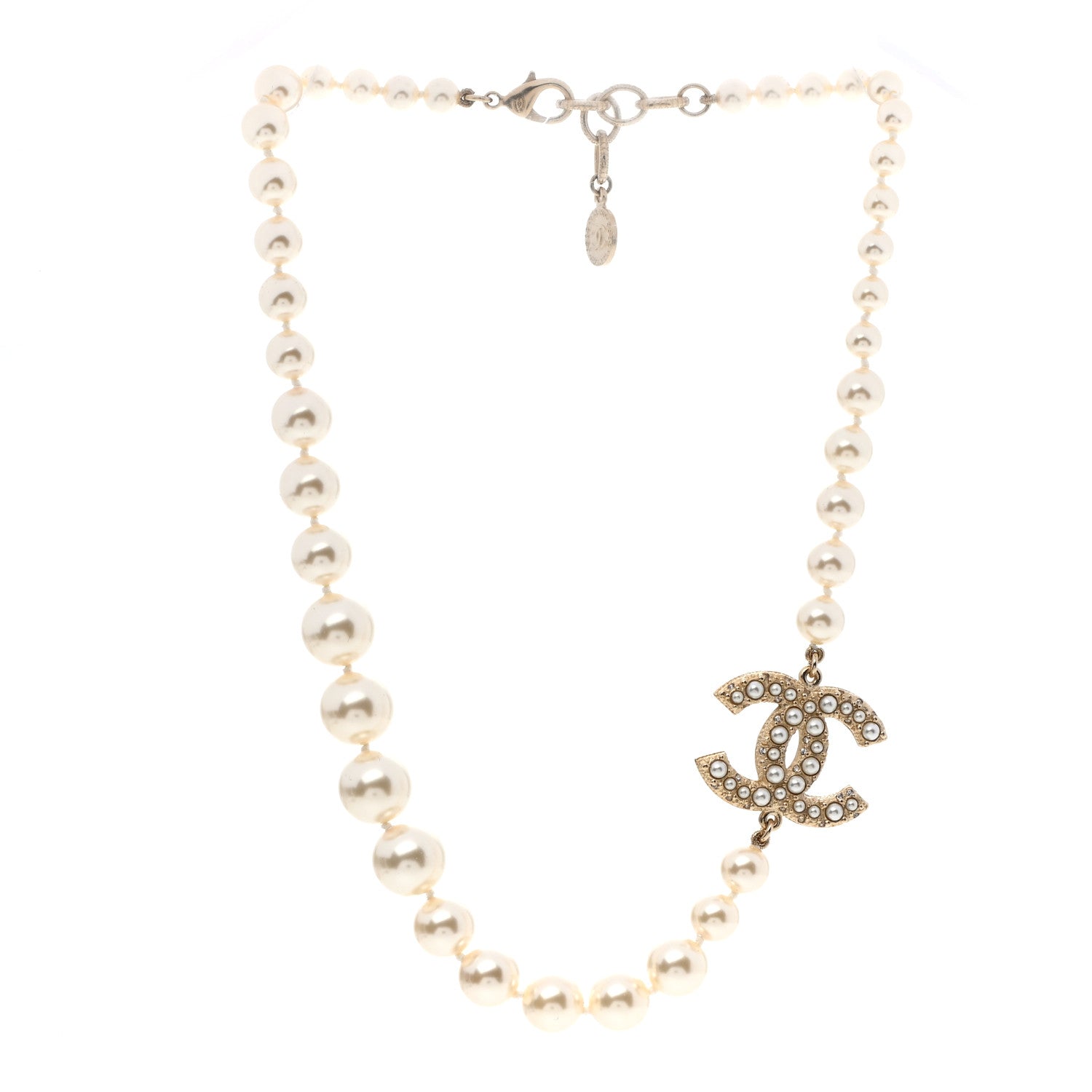 Chanel Pearl CC 100th Anniversary Necklace Light Gold 3 of 4