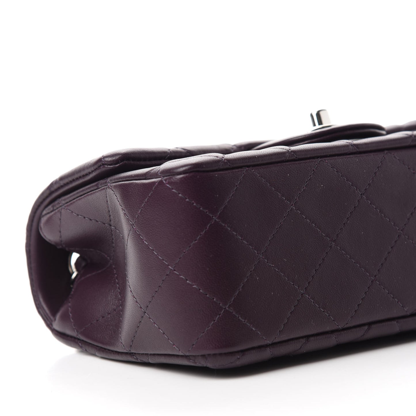 Lambskin Quilted Mini Rectangular Flap Dark Purple