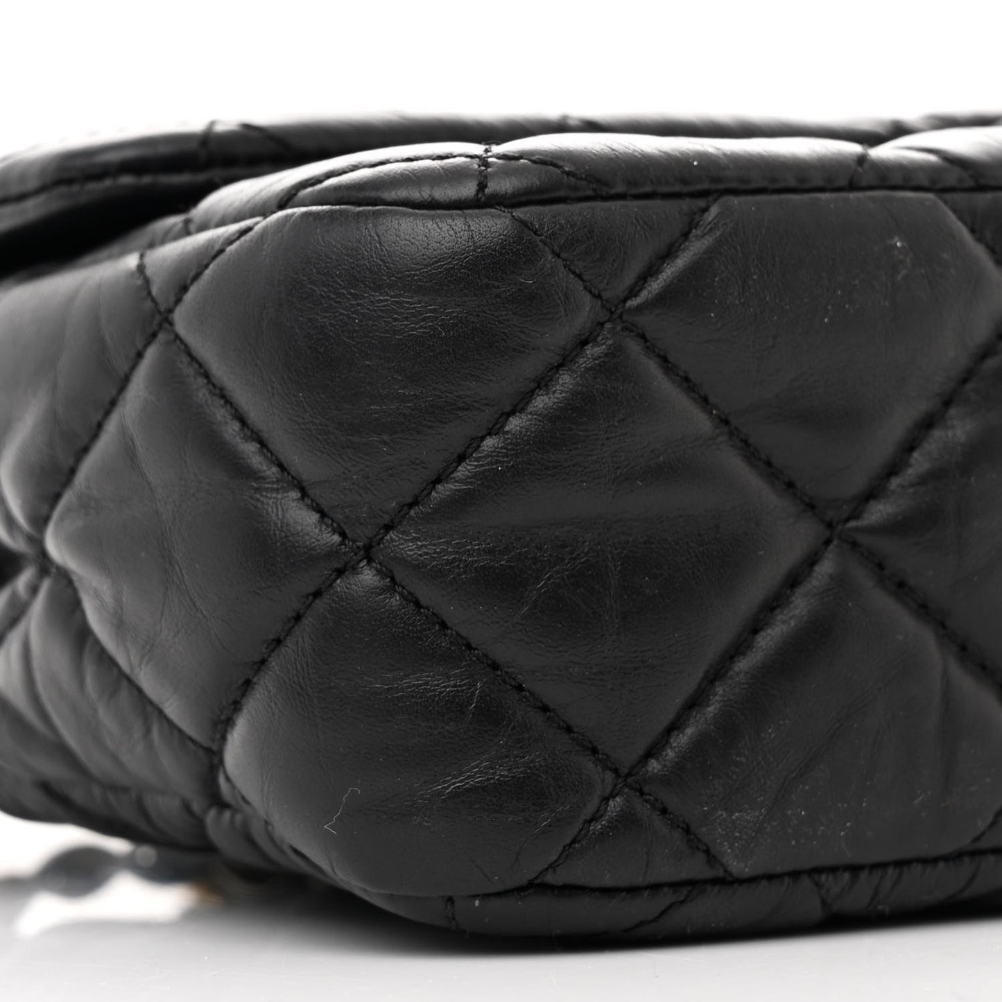 Aged Calfskin Quilted Medium Medallion Flap Black