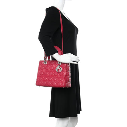 Christian Dior Lambskin Cannage Medium Lady Dior Pink 2 of 12
