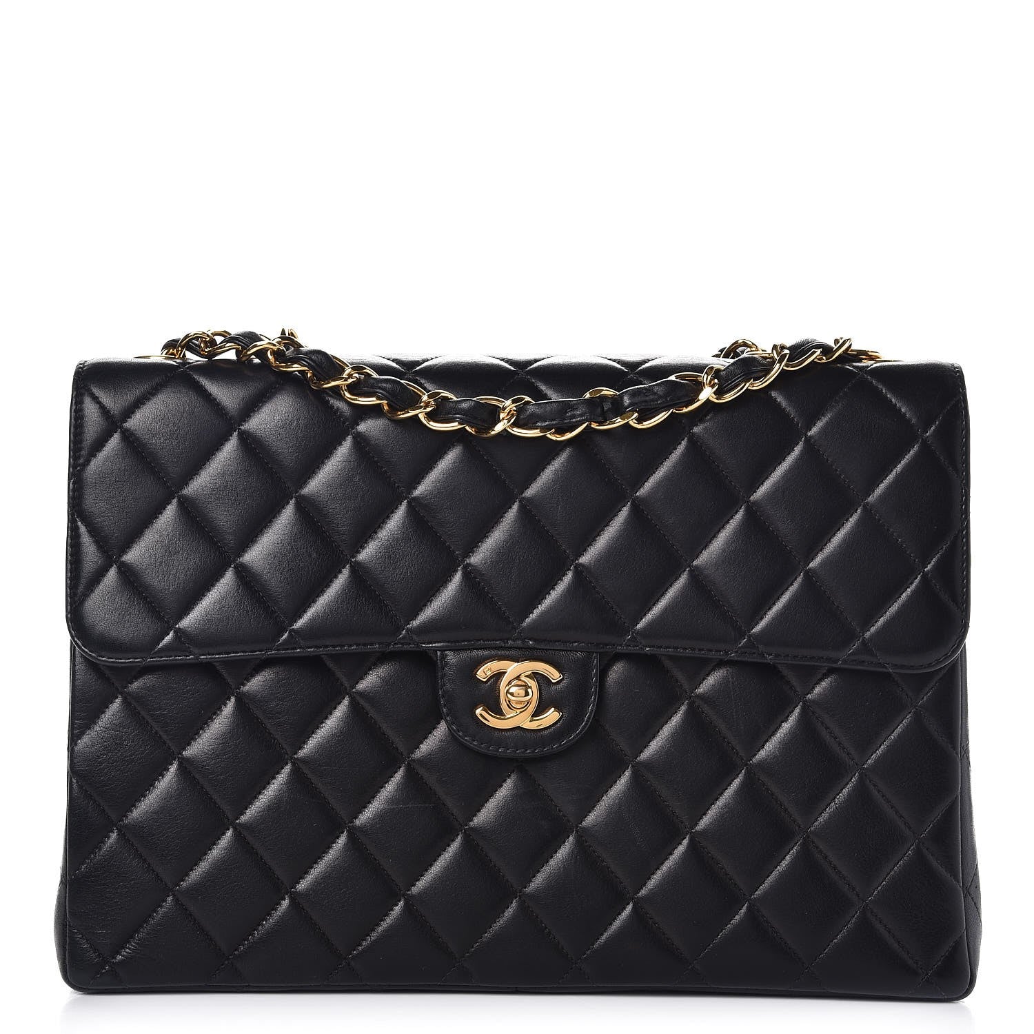 Chanel Lambskin Quilted Jumbo Single Flap Black 1 of 10