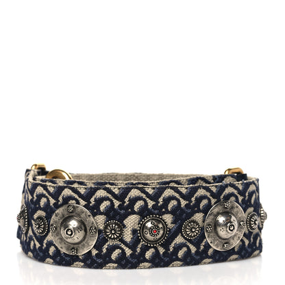Christian Dior Oblique Studded Shoulder Strap Blue 2 of 6