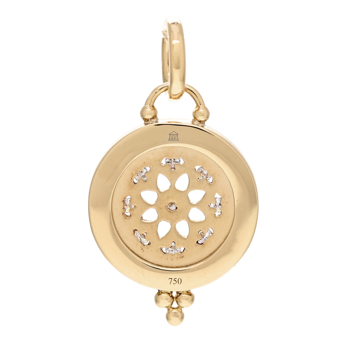 18K Yellow Gold Diamond Mandala Cutout Pendant
