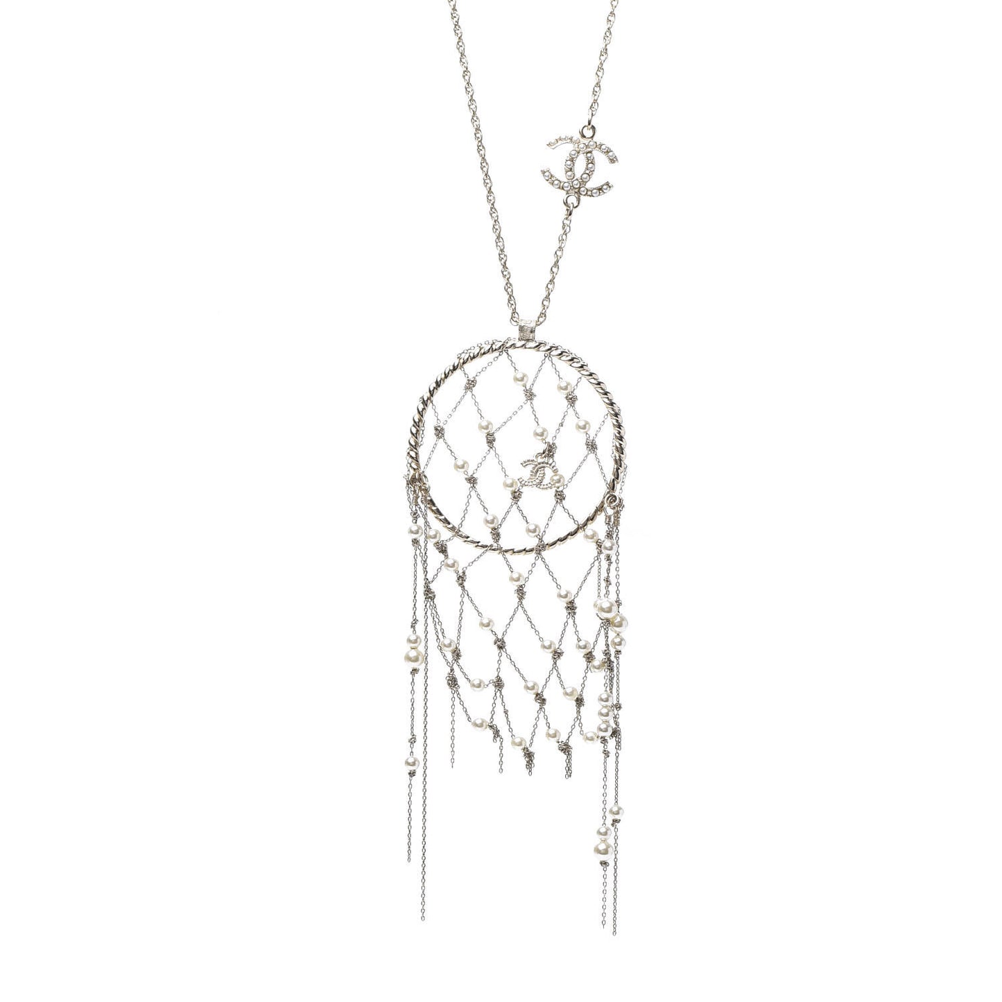 Pearl CC Dream Catcher Necklace Gold