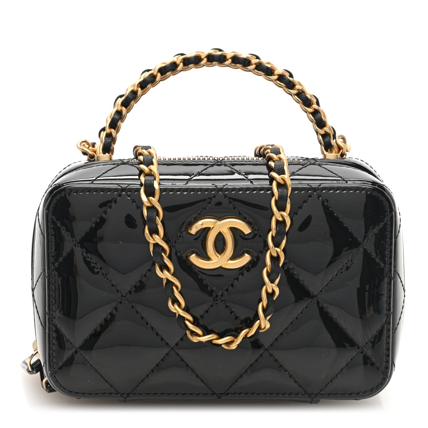 Chanel Patent Quilted Mini Pick Me Up Vanity Case Black 1 of 10