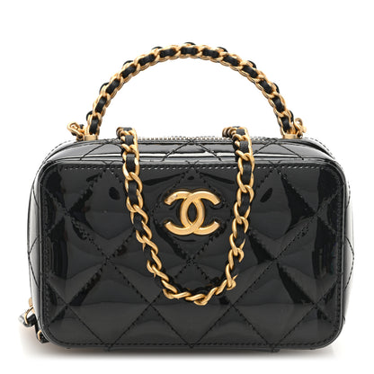 Chanel Patent Quilted Mini Pick Me Up Vanity Case Black 1 of 10