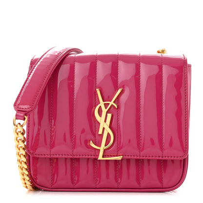Saint Laurent Patent Calfskin Matelasse Monogram Small Vicky Chain Bag Bubblegum 1 of 10