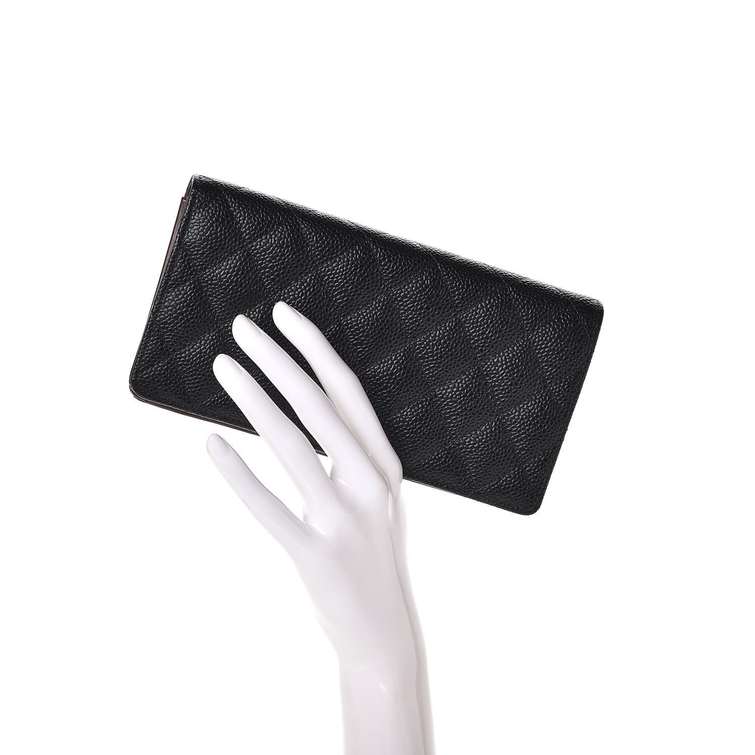 Chanel Caviar Quilted Yen Wallet Black 2 of 9