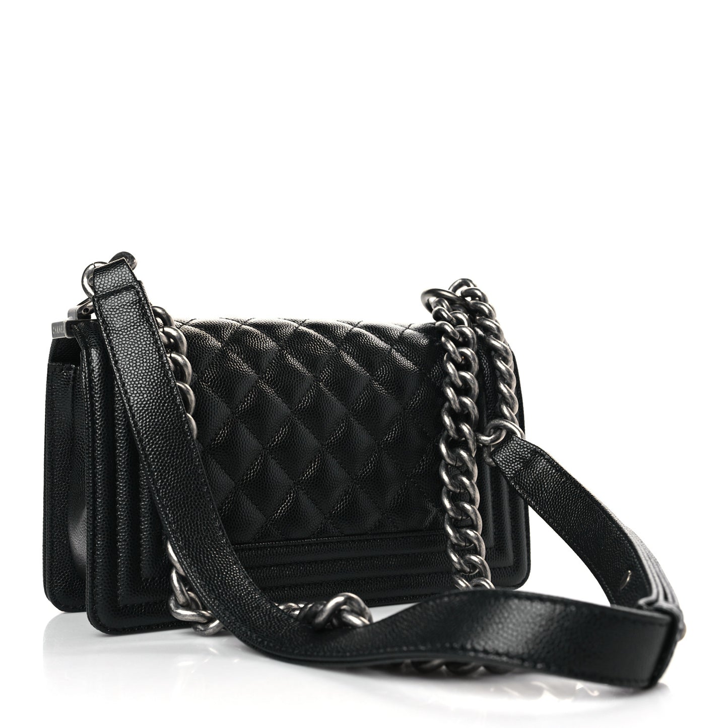 Caviar Quilted Small Boy Flap Black