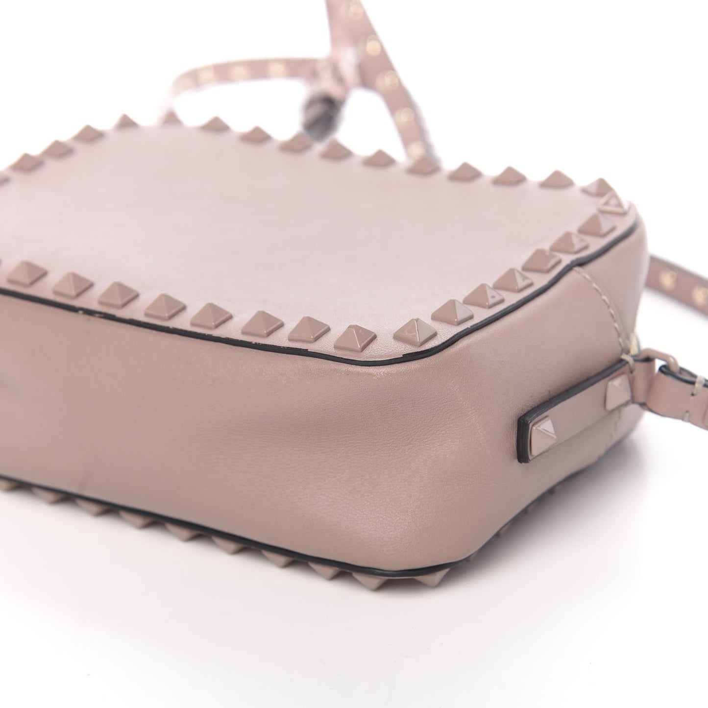 Calfskin Monochrome Rockstud Camera Crossbody Bag Poudre