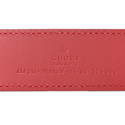Gucci GG Supreme Enamel Double G 30mm Belt 85 34 Black New Cherry Red 5 of 7