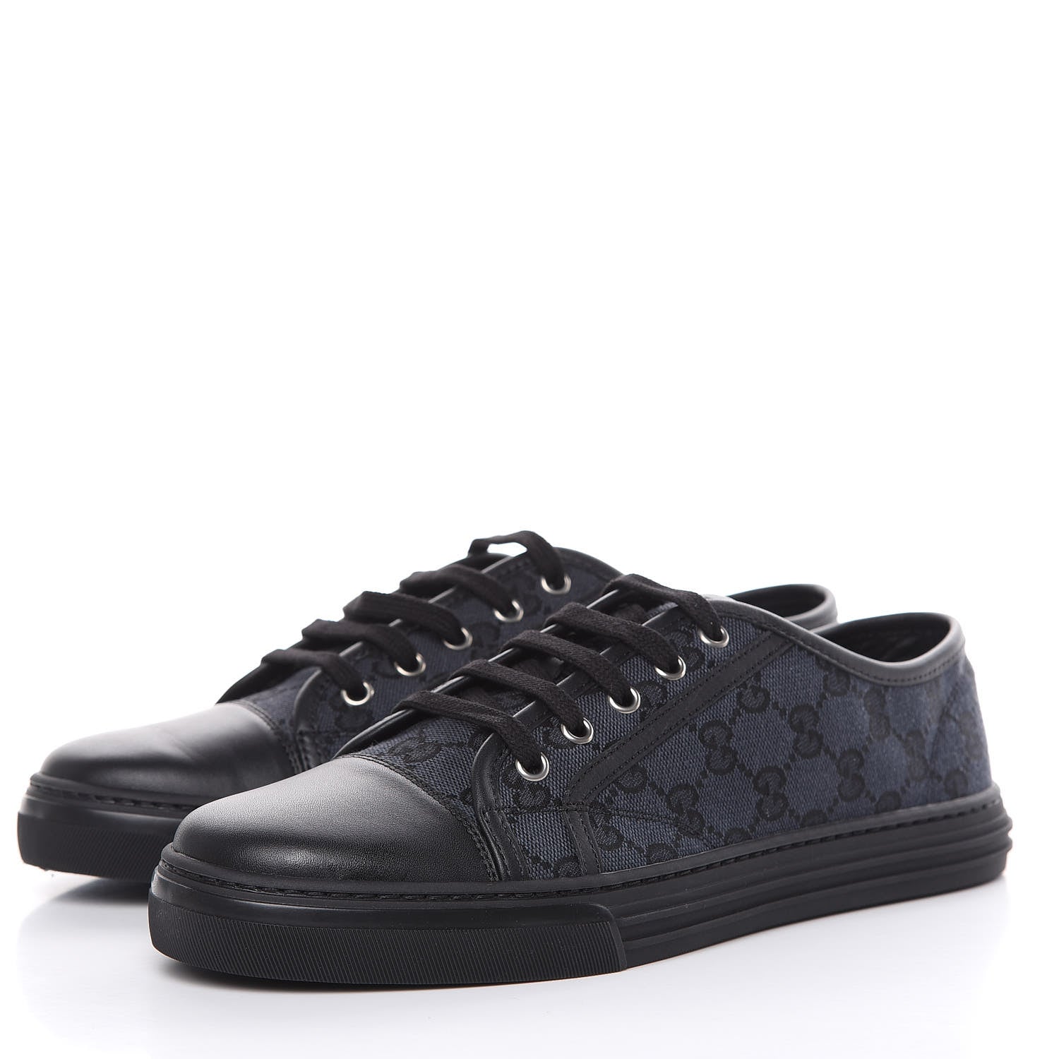 Gucci GG Monogram Calfskin Womens Low Top Sneakers 40.5 Piombo Black 3 of 9