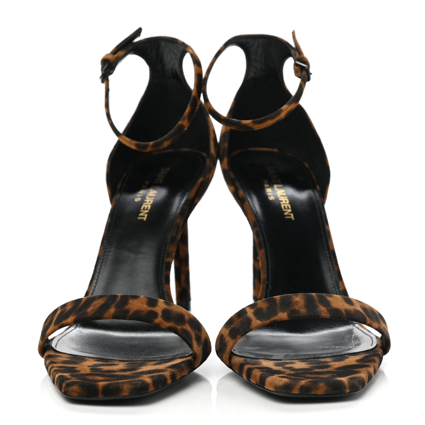 Calf Hair Leopard Print Amber 105 Ankle Strap Sandals 40 Brown