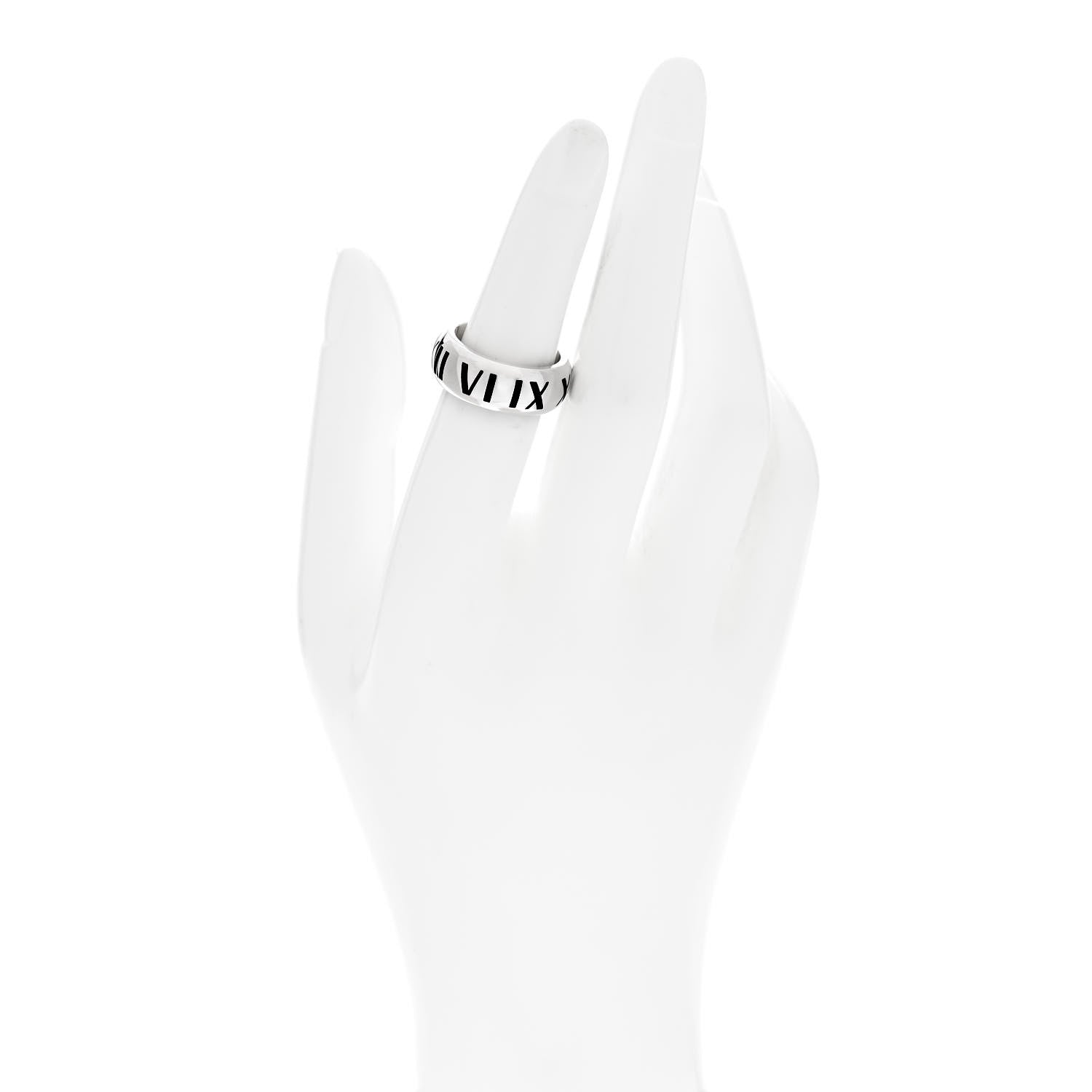 Tiffany Sterling Silver Resin Atlas Band Ring 52 6 Black 2 of 4