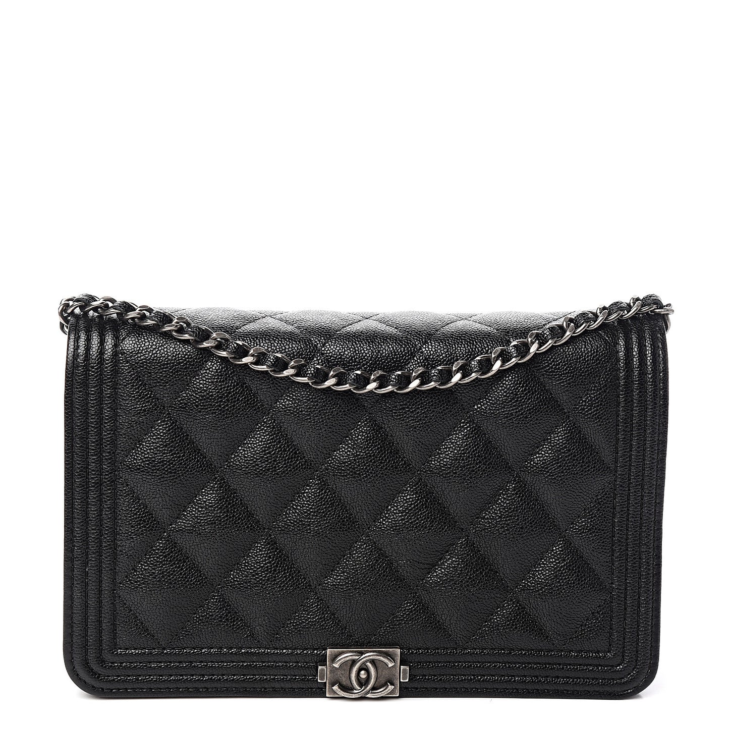 Caviar Quilted Boy Wallet On Chain WOC Black