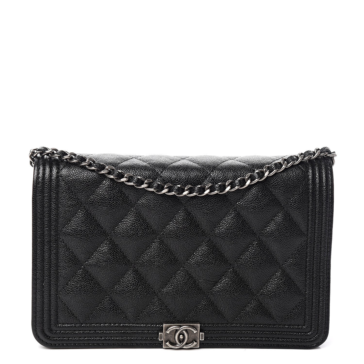 Chanel Caviar Quilted Boy Wallet On Chain WOC Black 1 of 12
