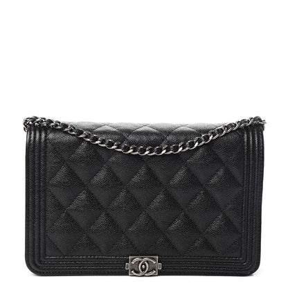 Chanel Caviar Quilted Boy Wallet On Chain WOC Black 1 of 12