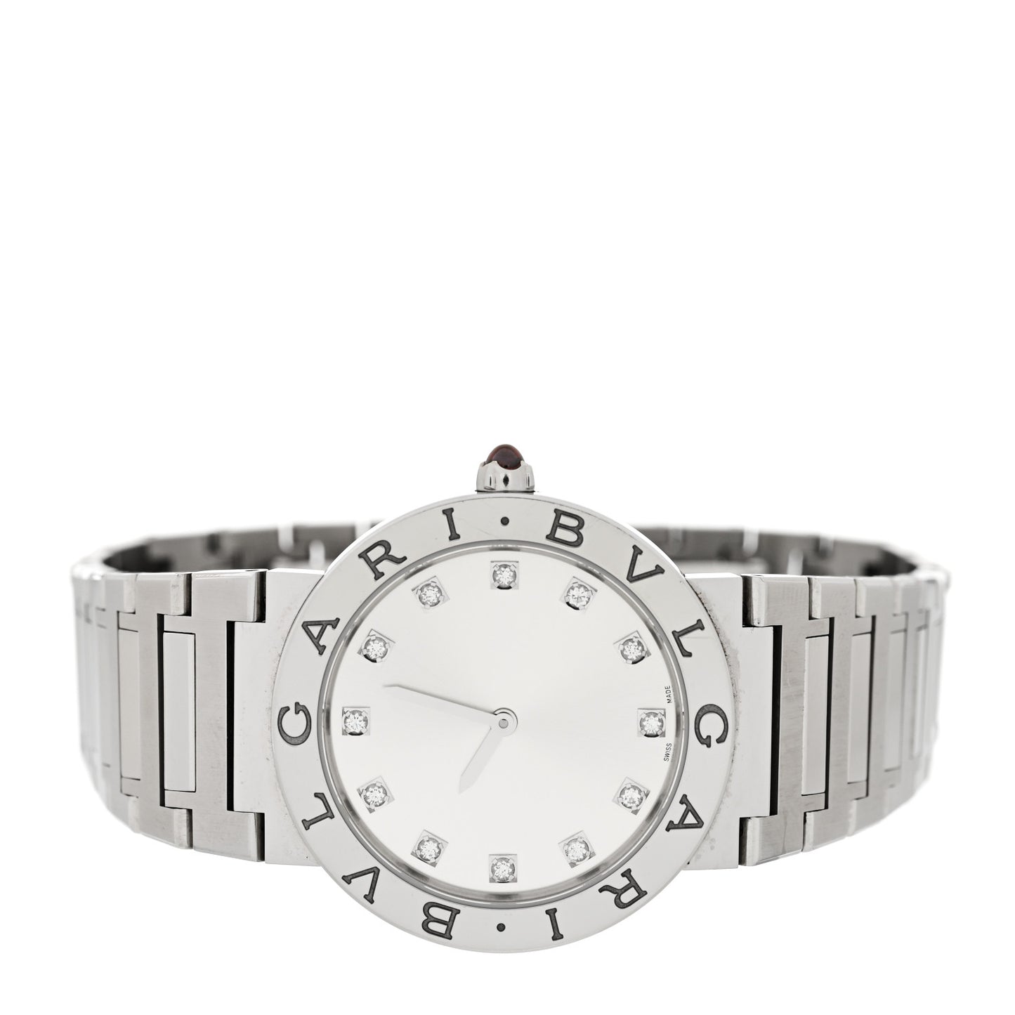Stainless Steel Diamond 33mm Quartz Watch Silver