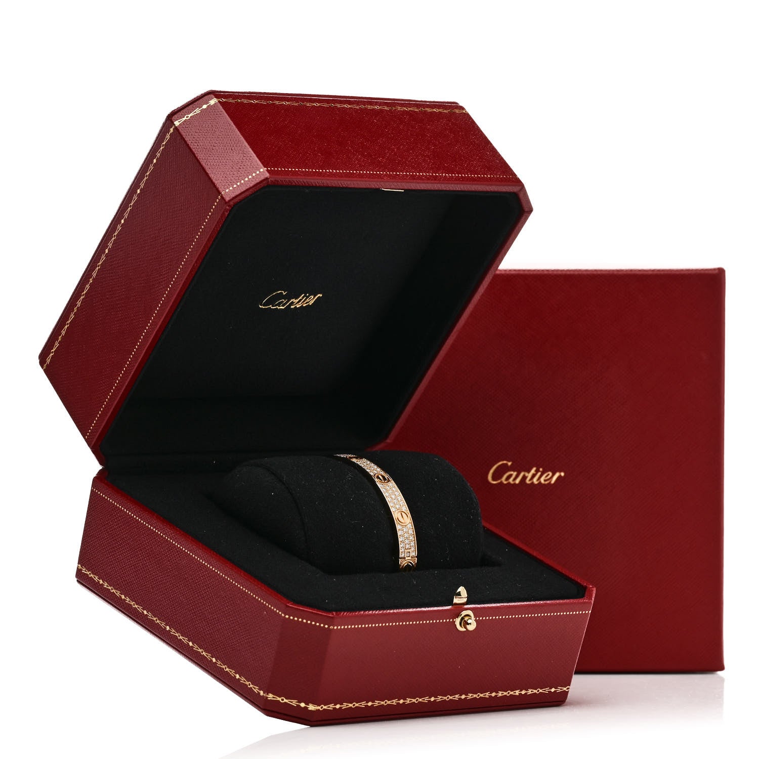 Cartier 18K Yellow Gold Diamond LOVE Paved Bracelet 17 8 of 8