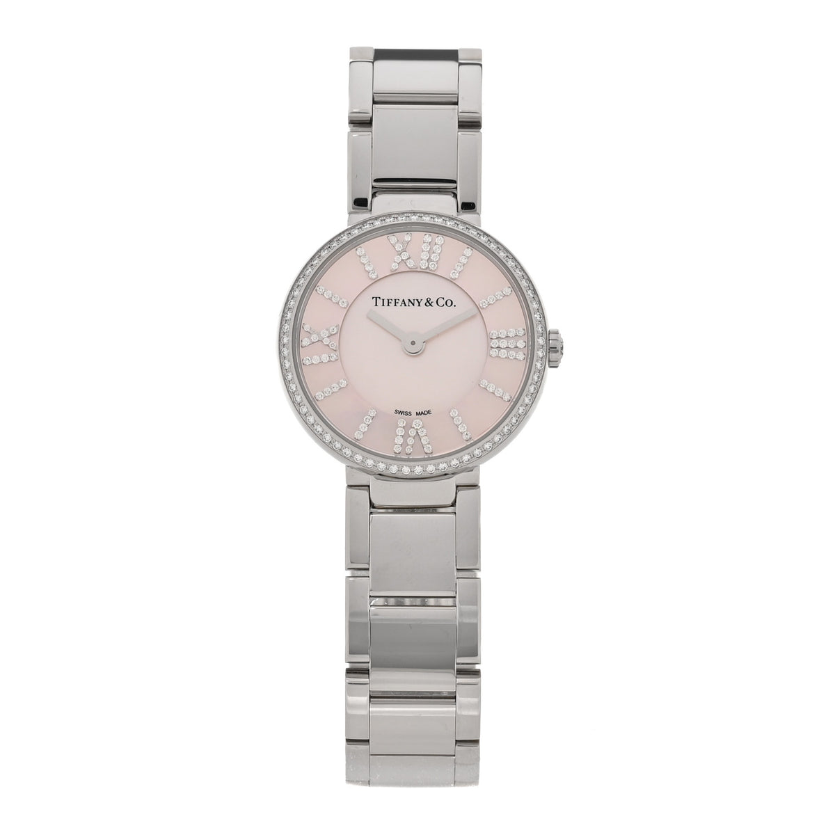 Stainless Steel Diamond Bezel 24mm Atlas 2-Hand Quartz Watch Silver
