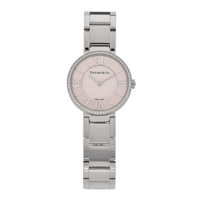 Tiffany Stainless Steel Diamond Bezel 24mm Atlas 2-Hand Quartz Watch Silver 1 of 5